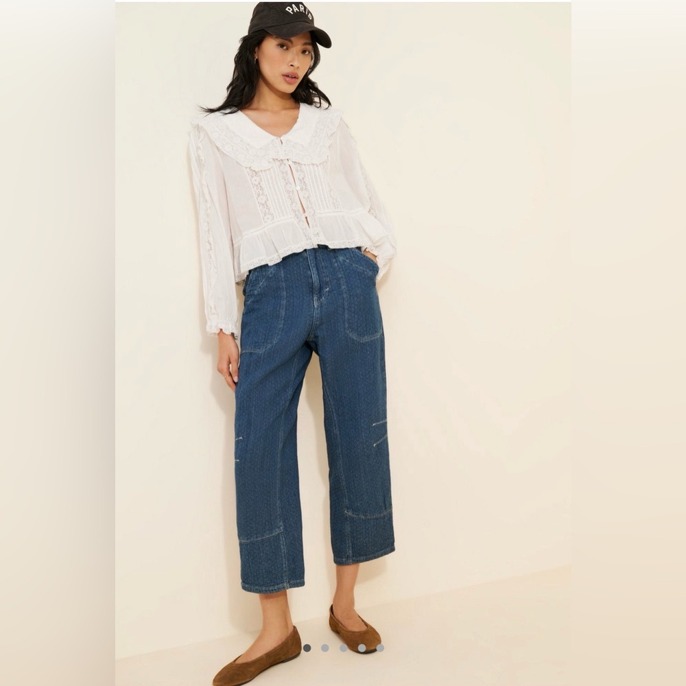 NWT Free People/We the Free Midnight Voyage Dropped Boyfriend Pants $148 Small